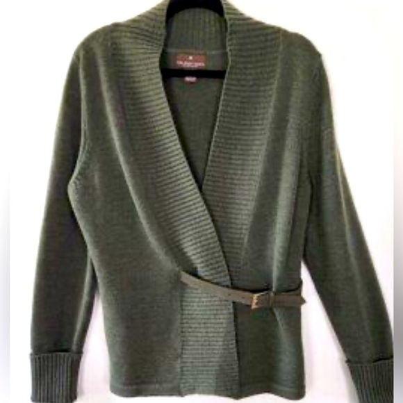 Fenn Wright Manson Olive Knit Cardigan with belt  Merino Wool - Picture 1 of 5